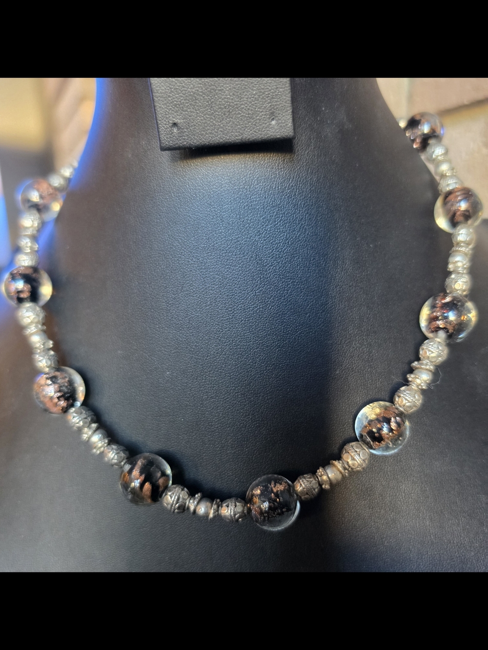 Black & Copper Glass Bead Necklace - Women Jewelry